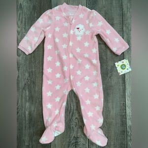 NWT Little Me Counting Sheep Bow Pink Heart White Polka Dot Zip Pajamas Pjs 12M
